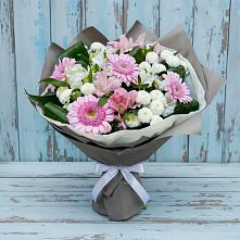 Букет цветов из:  Герберы, Альстромерии и Хризантемы в Рудне Воронежской области
