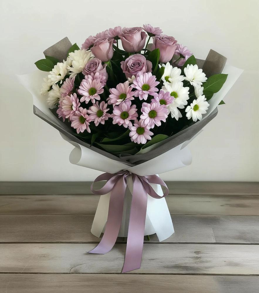 Букет цветов из: Хризантемы и Розы в Рудне Воронежской области