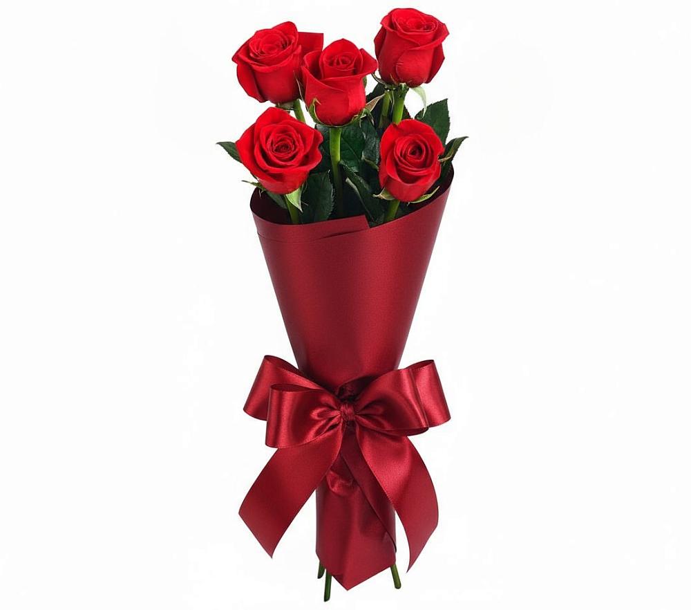 Букет 5 Красных роз Эдлесс Лав в Рудне Воронежской области