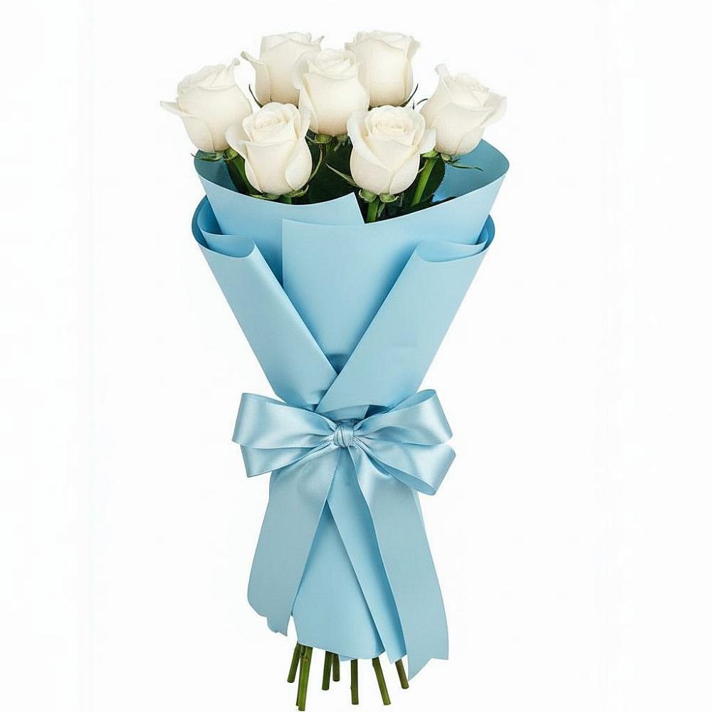 Букет 7 белых роз Проуд в Рудне Воронежской области