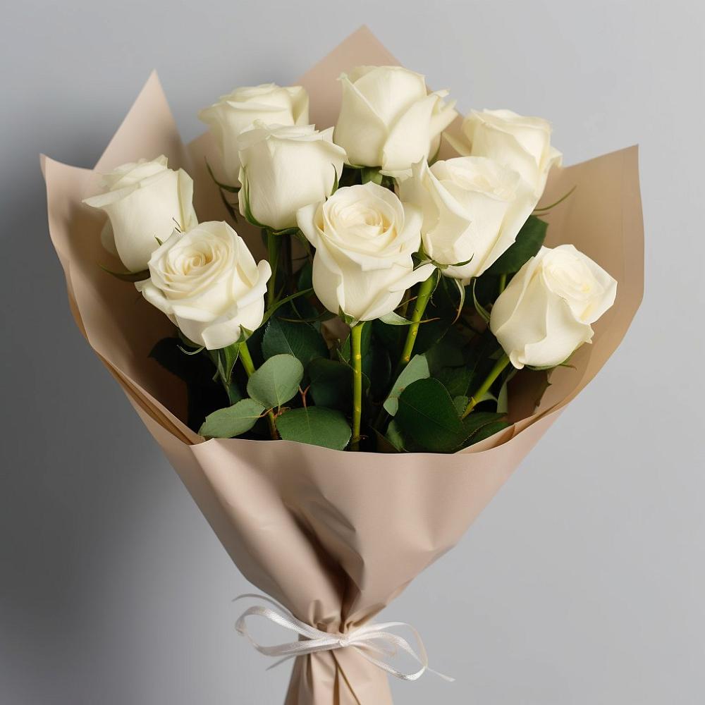 Букет 9 Белых роз Эдлесс Лав в Рудне Воронежской области