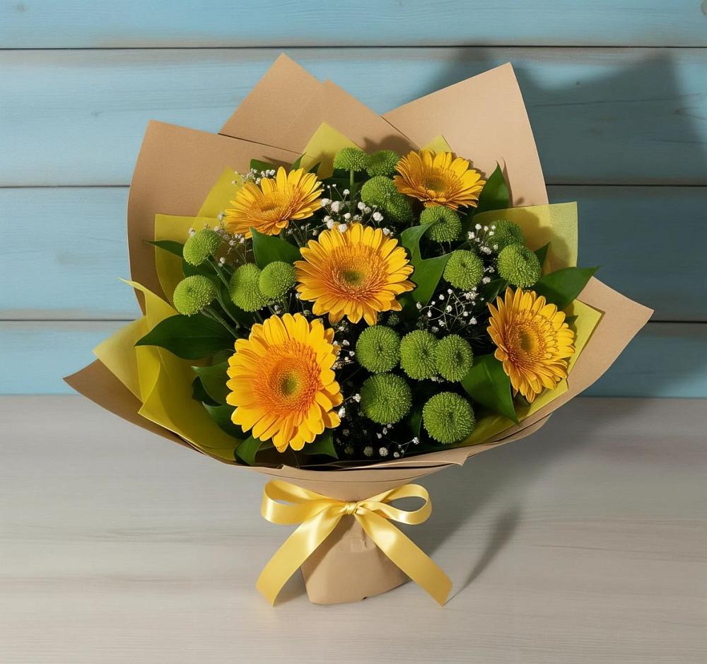 Букет цветов из: Герберы и Хризантемы в Рудне Воронежской области