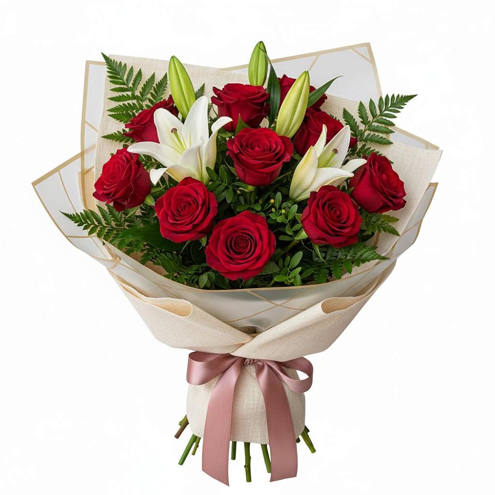 Букет цветов из: Лилии и Розы в Рудне Воронежской области