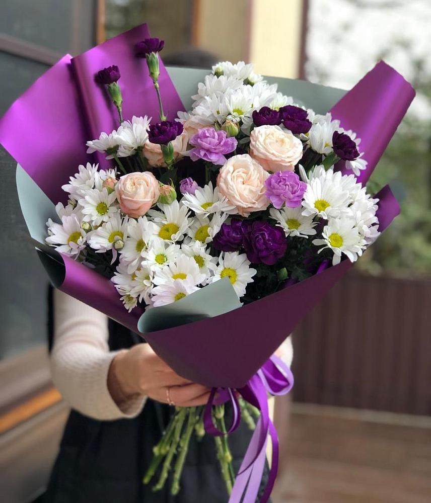 Букет цветов из: Хризантемы, Гвоздики и Розы в Рудне Воронежской области