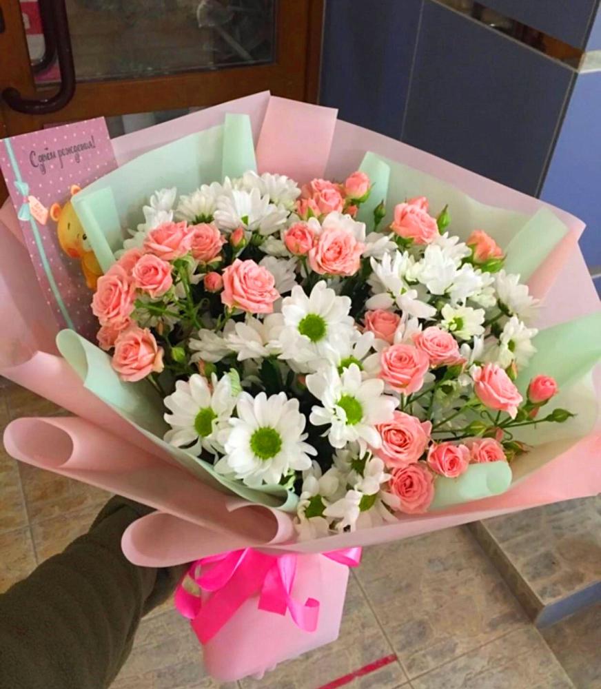 Букет цветов из: Розы и Хризантемы в Рудне Воронежской области