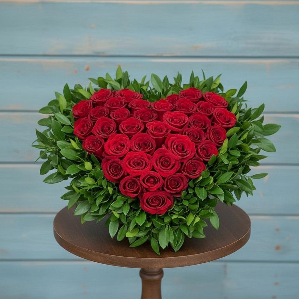 Цветочная композиция из Розы в виде сердца в Рудне Воронежской области