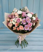 Букет цветов из:  Хризантемы, Розы и Альстромерии в Рудне Воронежской области