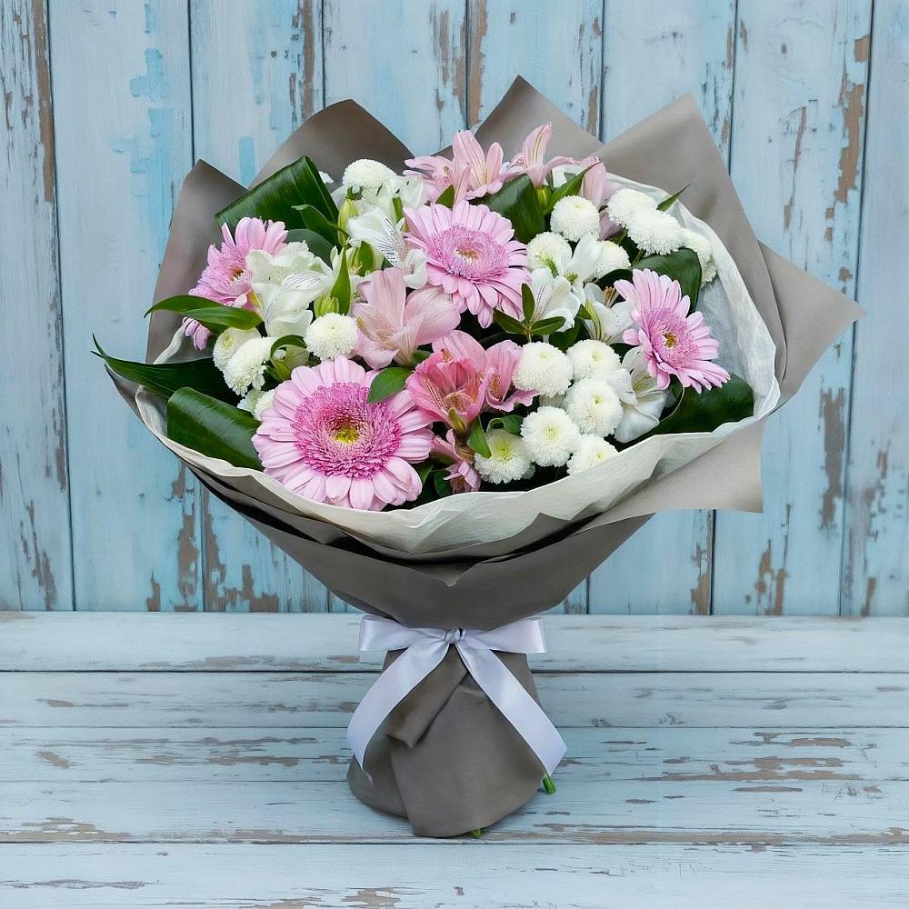 Букет цветов из: Герберы, Альстромерии и Хризантемы в Рудне Воронежской области