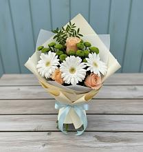 Букет цветов из:  Герберы, Розы и Хризантемы в Рудне Воронежской области