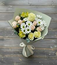 Букет цветов из:  Альстромерии, Розы и Хризантемы в Рудне Воронежской области
